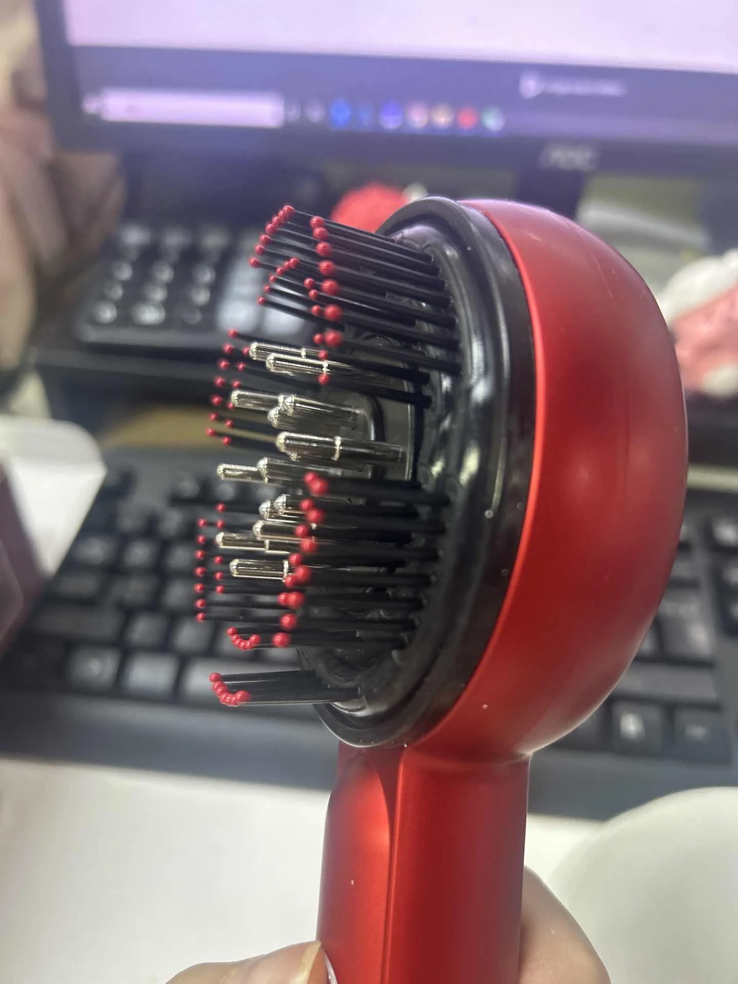 Электрическая микротоковая массажная расческа 660 нм красный свет расческа для ухода за волосами разминание расслабляющий массажер для головы и кожи головы кровообращение