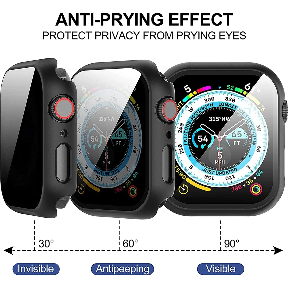 Verre de confidentialité + étui pour Apple Watch 10, 46mm 42mm, couvercle de protection d'écran trempé Anti-regard pour iWatch série 10, accessoire