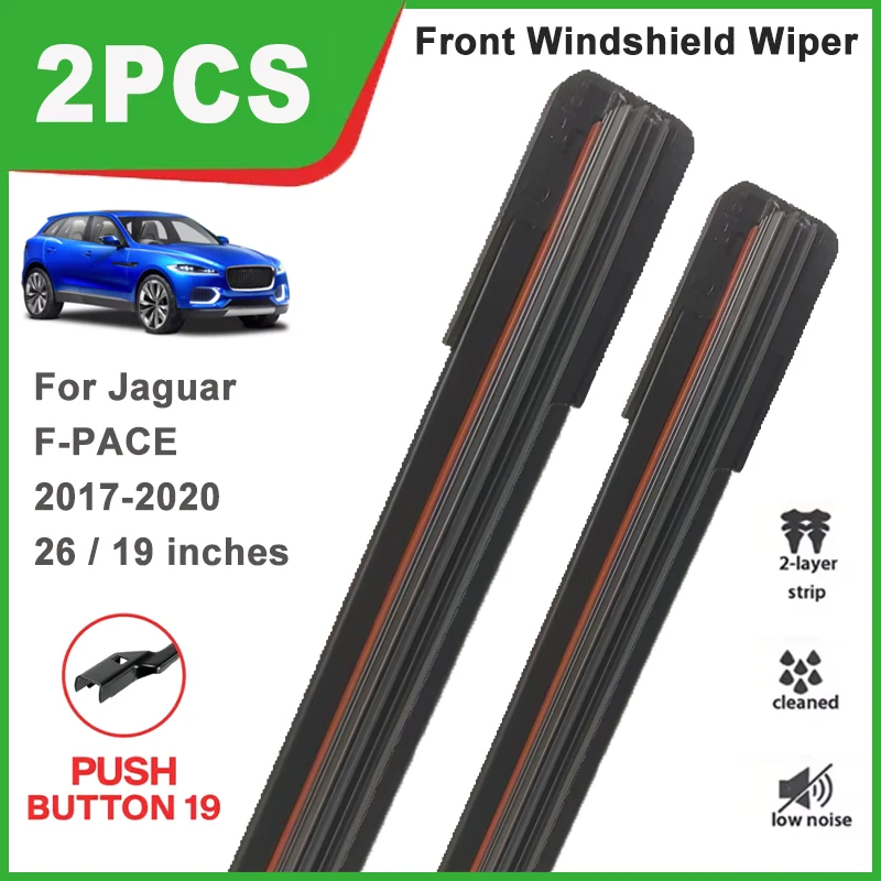 

26"+19" Double Rubber Front Wiper Blades, Durable Windscreen Windshield Replacement Parts For Jaguar F-PACE 2017-2020 2018 2019