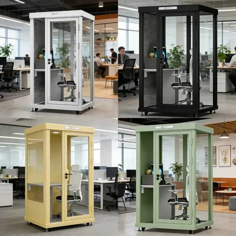 Single Soundproof Office Phone Booth for Private Calls Steel Structure Soundproof Cabin for Work Focus and Noise Reduction