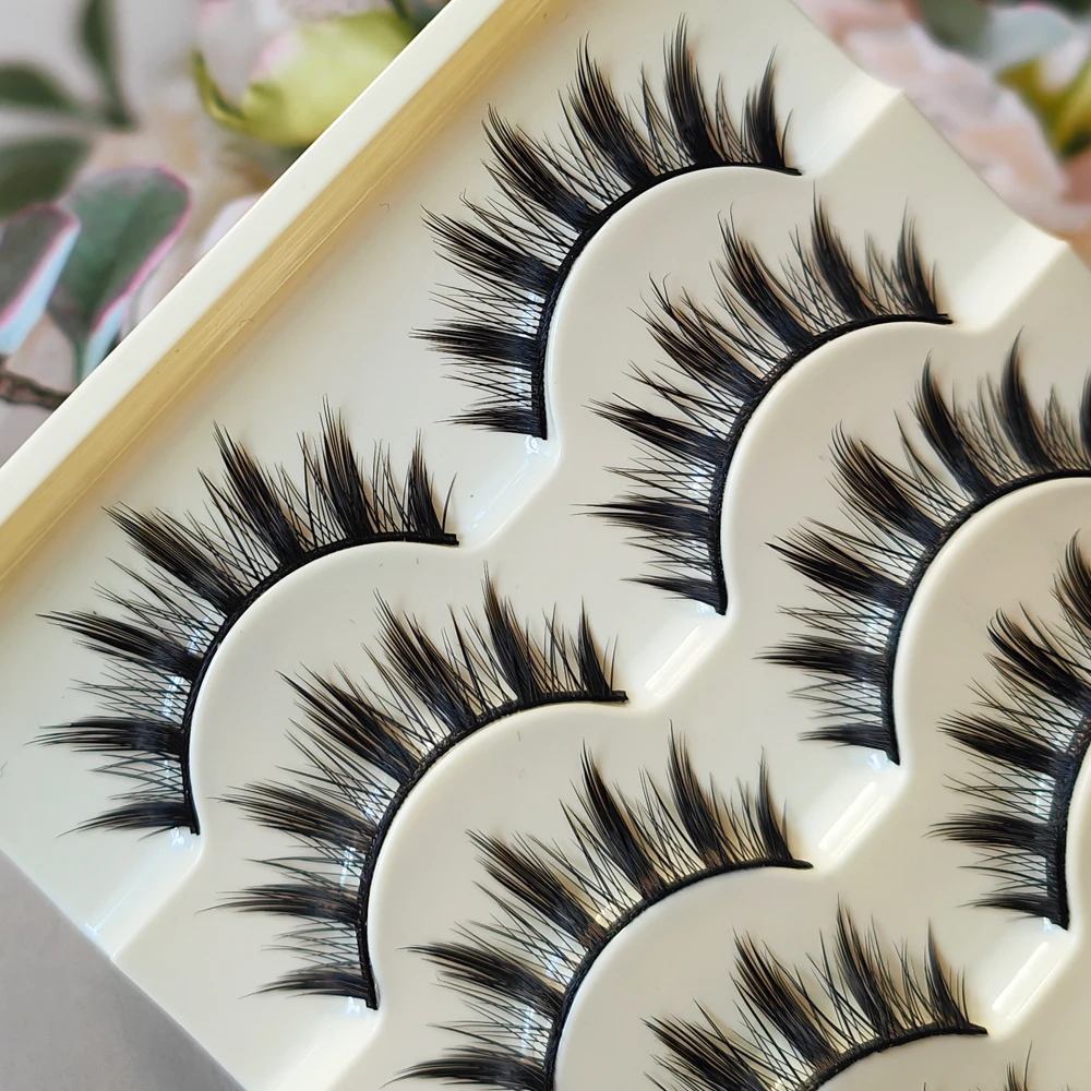 5 Pairs/set Natural Thick False Eyelashes Cosplay Little Devil Eye Lashes Long Fluffy Smoky Cat Eye Eyelash Makeup Cosmetics