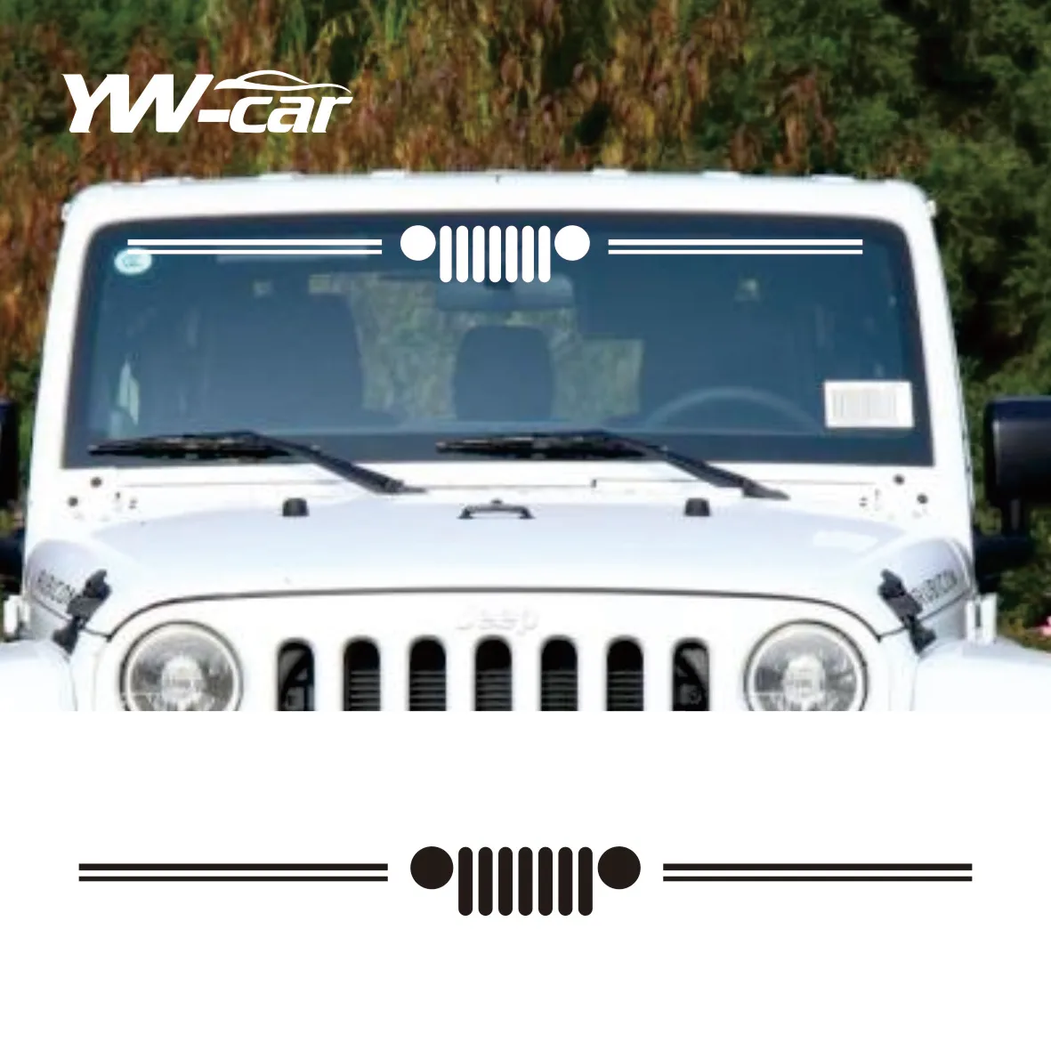 

Stand Out on the Road with Reflective Grill Graphics Vinyl Decal - Compatible with Jeep Wrangler JK/JL, Gladiator & Renegade Win