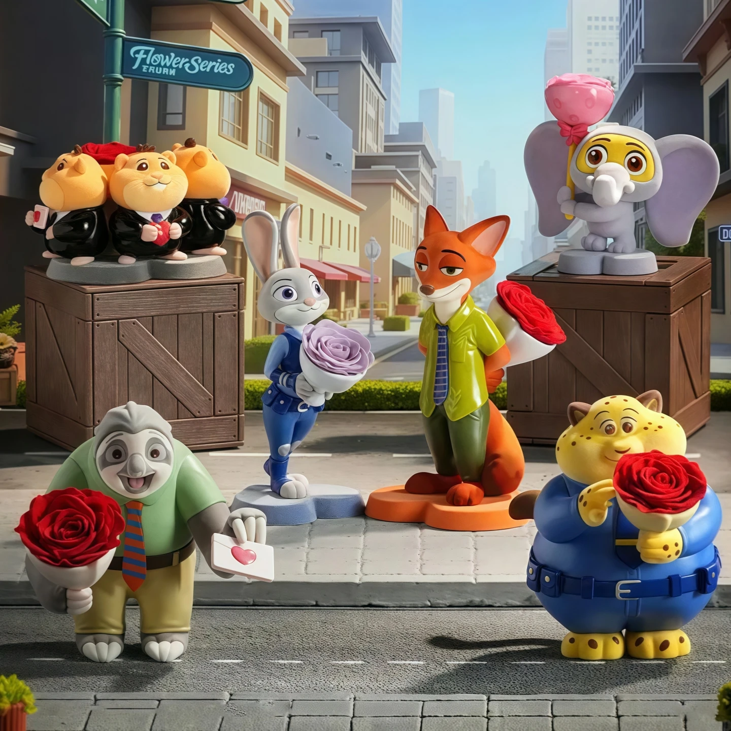 

Новые оригинальные фигурки Disney Zootopia 2, серия цветов, слепая коробка, животное, город, вечные цветы, Джуди, Ник, аниме-куклы, фигурки