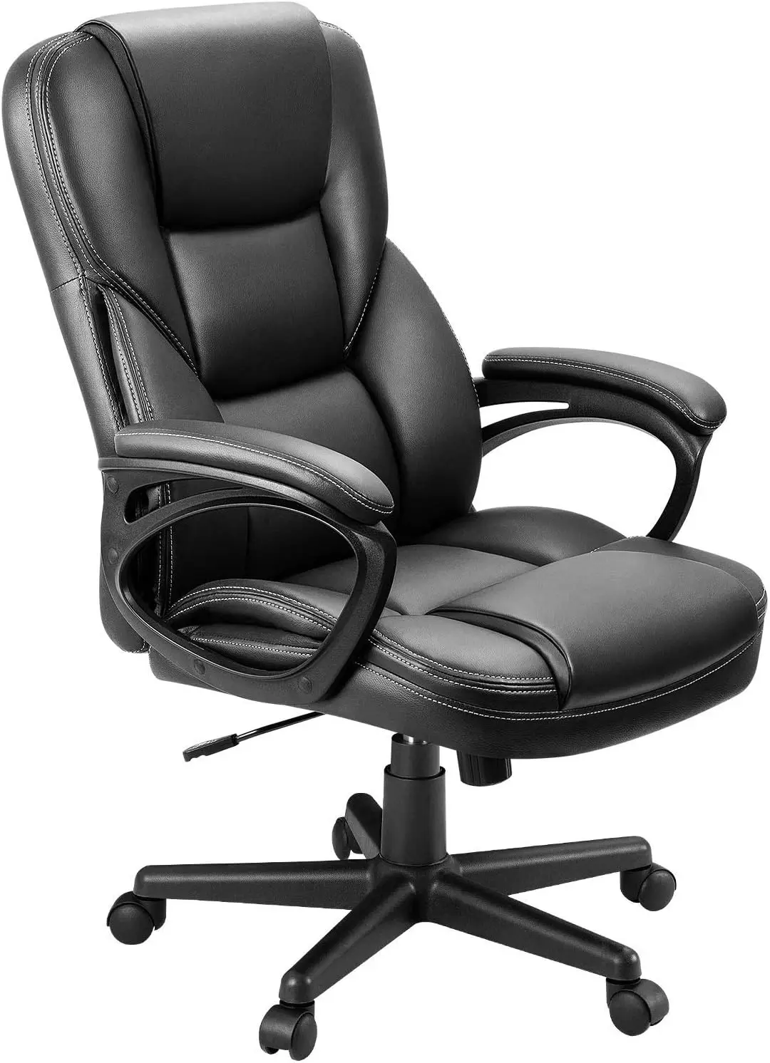 Chaise de Bureau en Cuir PU à Dossier Haut Réglable, pour Ordinateur à Comcussion, avec Support Lombaire (Bl)