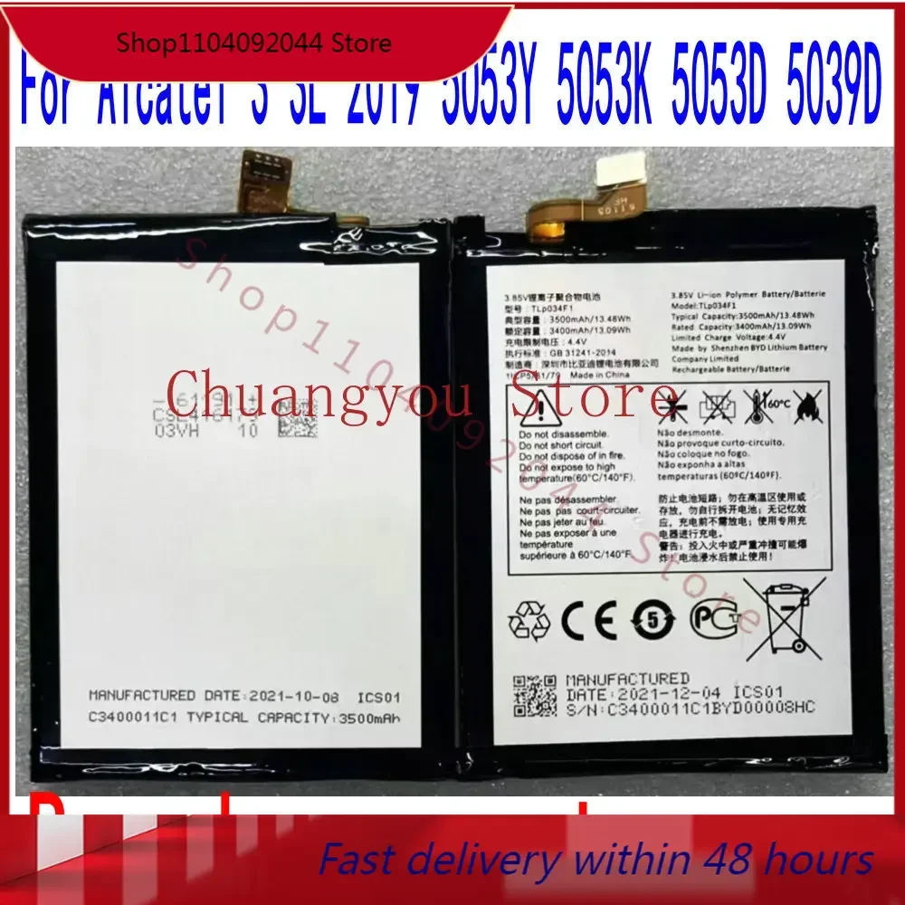 New TLp034F1 TLp034F7 Battery For Alcatel 3 3L 2019 5053Y 5053K 5053D 5039D Mobile Phone 3500mAh