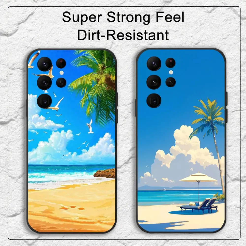 Beach INS Phone Case For Samsung S Series S20 S21 S22 S23 S24 FE Plus Ultra TPU Soft To Skin-friendly Case