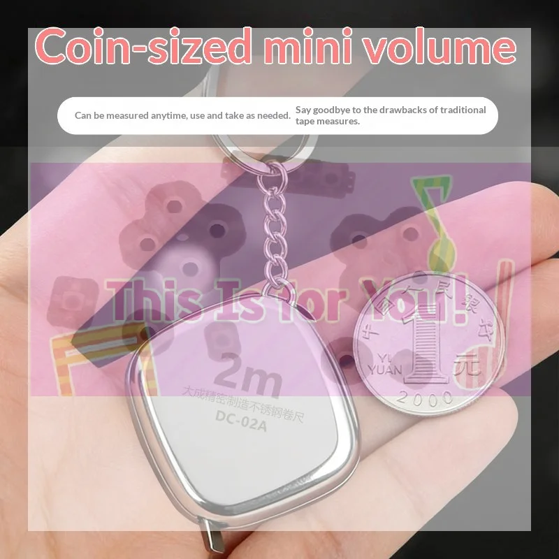 【MA】1PCS Mini 2m Small Tape Measure Keychain, Stainless Steel Retractable Key Ring Tape Measure Precision Pocket Tape Measure