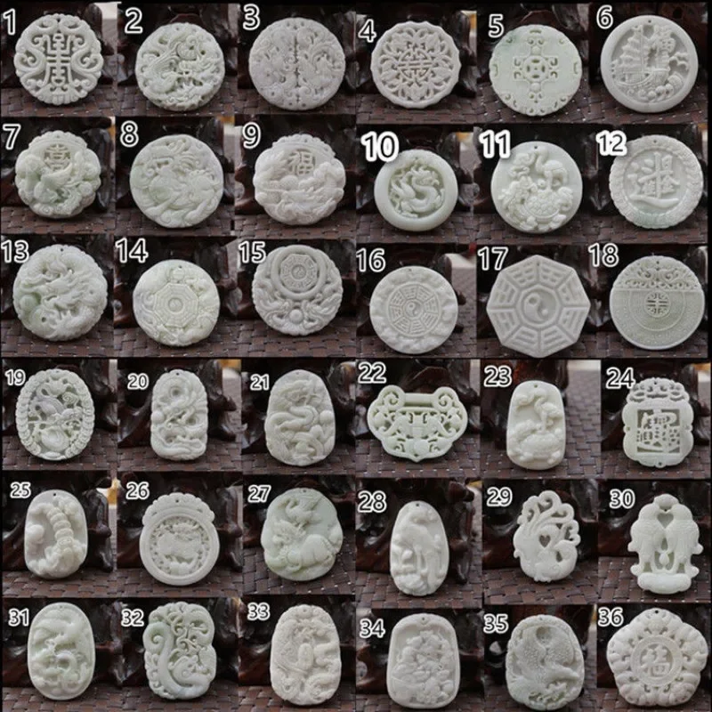 Naturalna biel Jade pieniądze smok nietoperz osiem trigramów zwierząt wisiorek feniks naszyjnik ręczne rzeźbione biżuteria Amulet szczęście prezent kobiet