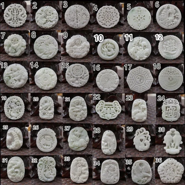Naturalna biel Jade pieniądze smok nietoperz osiem trigramów zwierząt wisiorek feniks naszyjnik ręczne rzeźbione biżuteria Amulet szczęście prezent kobiet