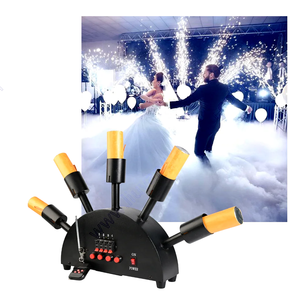 Wedding Sparkler Dmx Control Special Equipment Dj Disco 5 Shots Fan Shape Remote Stage Fountain Effect Party Cold Spark Machine