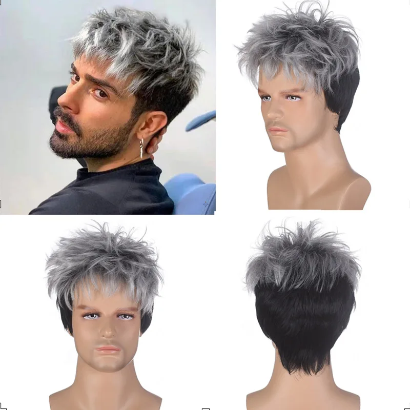 

Short Hair Wig Chemical Fiber Wig European and American Men's Wig Men's Full Headgear Cosplay Wigs With Cosplay Costume