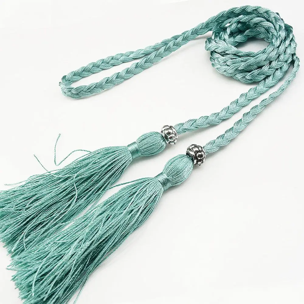 

Women 160cm Tassle Woven Rope Bow Dress Braided Belts Waist Chain Tassles Belts Waist Rope