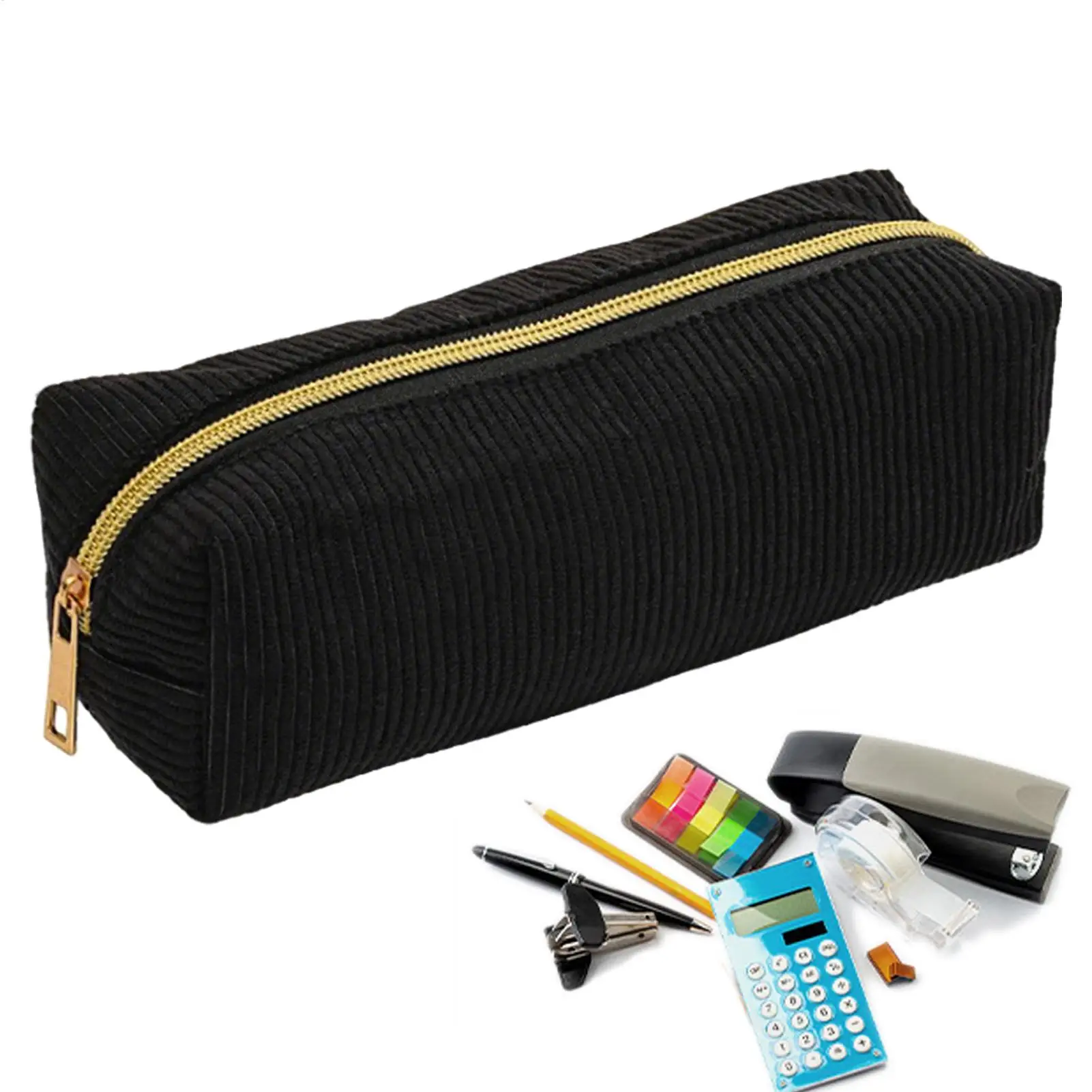 Durable Corduroy Pencil Case This Polyester Fiber Zipper Pen Case Can Be Used as a Stationery Storage Item, Suitable for Storing