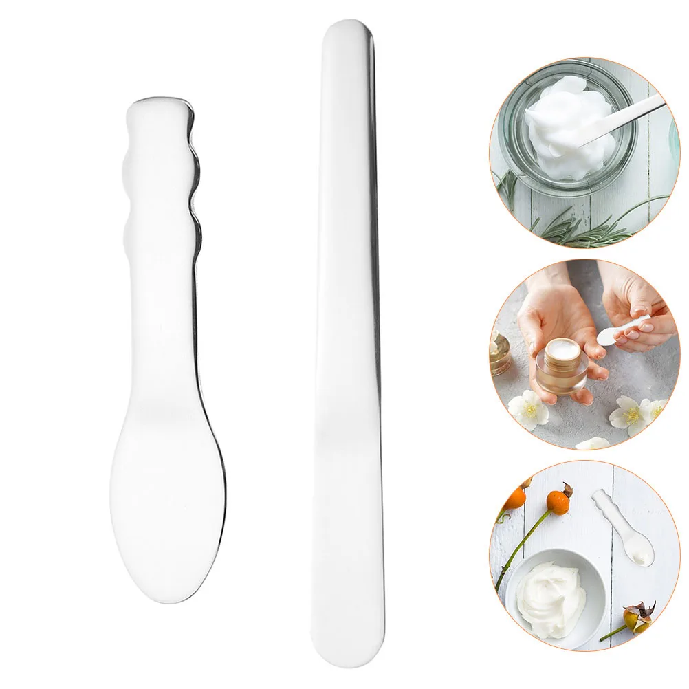 2 قطعة ملعقة كريم عين من الفولاذ المقاوم للصدأ أداة مكياج محمولة قابلة لإعادة الاستخدام ملعقة تجميل كورية للعناية بالبشرة ملحقات الوجه