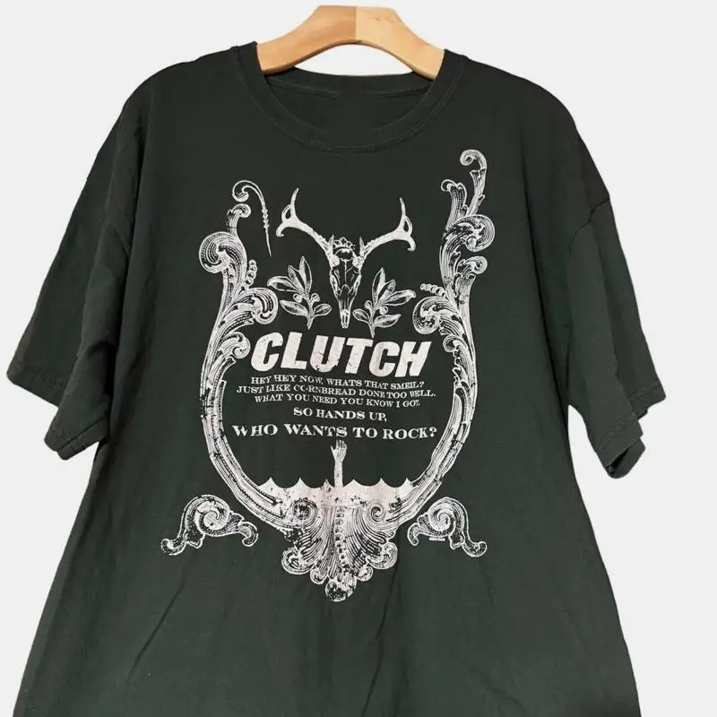Rara camiseta verde Tour de Clutch Band Vintage AL220