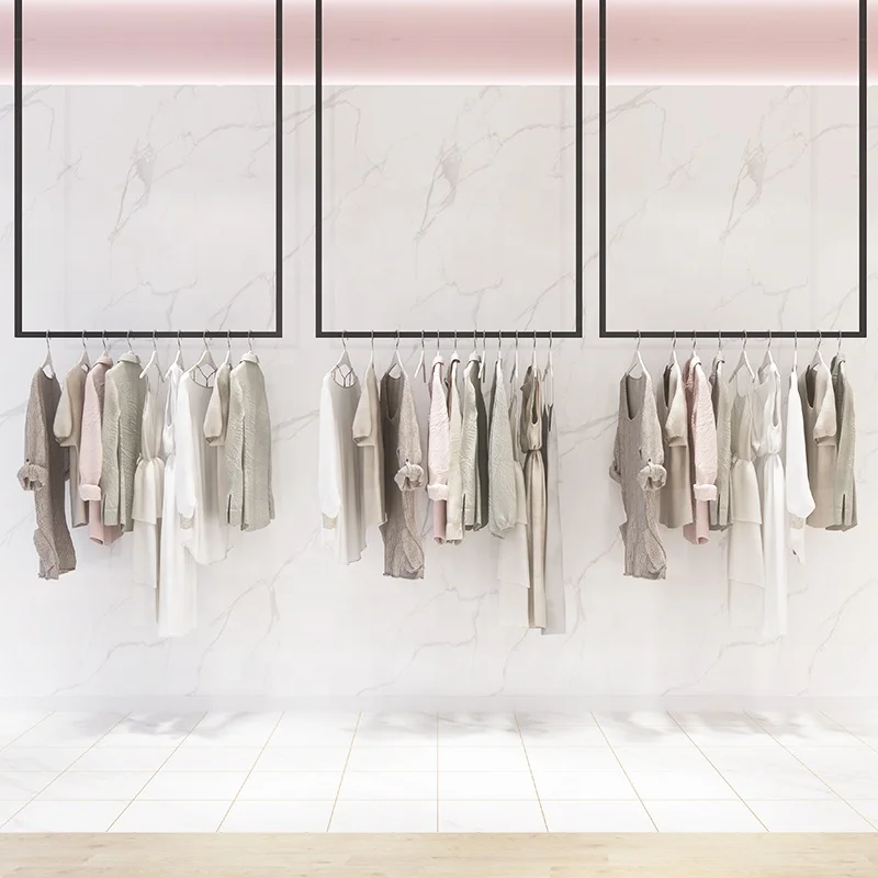 customized.Simple Wrought Iron Clothing Rack Clothing Store Display Rack Ceiling Wall Hanger Wall Hanging Hanger