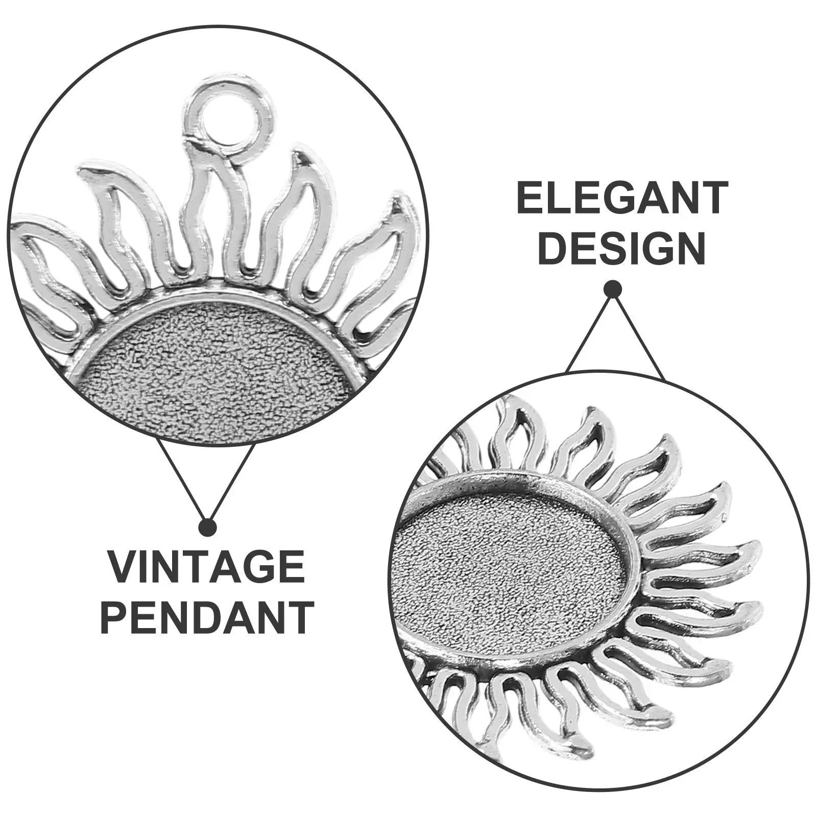 20Pcs Sun Pendant Base Zinc Alloy Sunflower Blank Pendant Tray Blank Bezel Settings for Necklaces Bracelets Jewelry Making