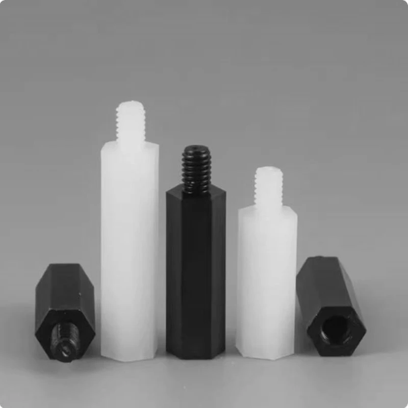 1000 Peças de Espaçadores de PCB M2.5 M3*L+6, Conectores de Nylon Preto Macho-Fêmea e Conectores de Nylon Branco para Componentes Eletrônicos