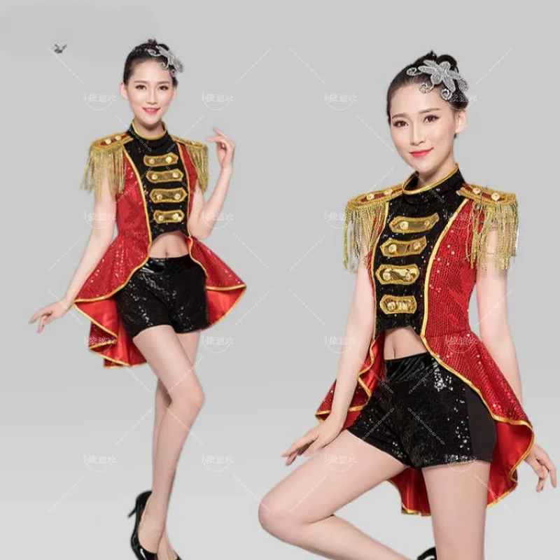 Jazz Costumes Women's Suit Adult Dancing Drum-Playing Costume Women's Team Inspiring Costumes