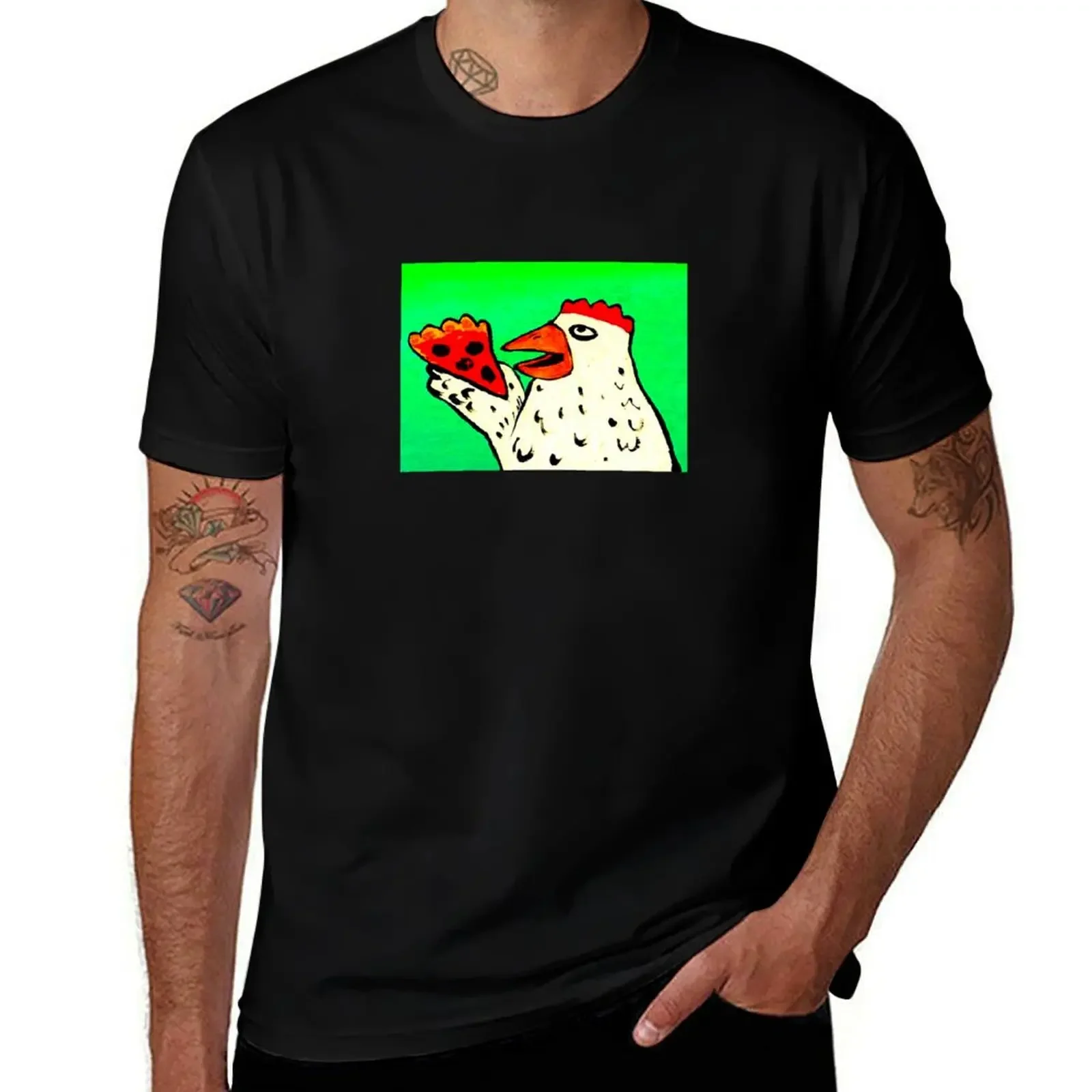 CHICKEN WITH PIZZA T-Shirt boys animal print aesthetic clothes customs design your own mens t shirts pack