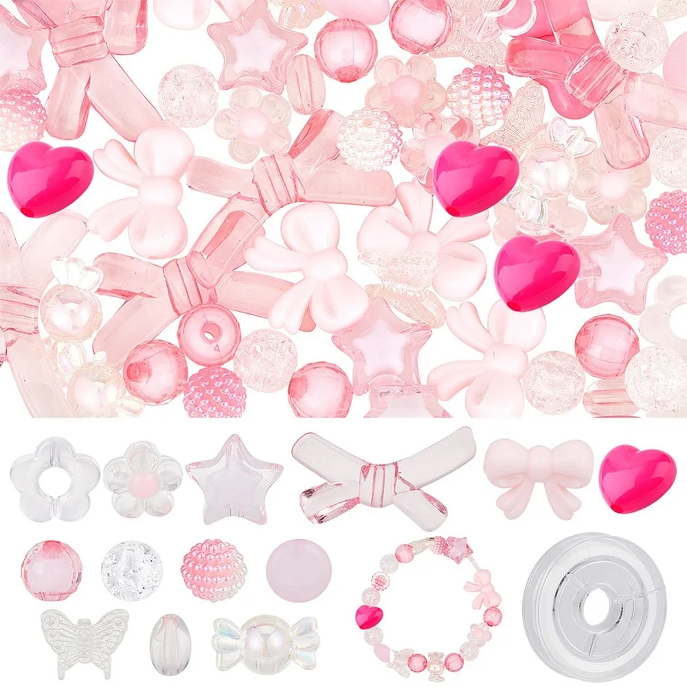 kit-diy-para-fazer-pulseiras-elasticas-com-micangas-fofas-incluindo-micangas-de-acrilico-em-formato-de-flor-estrela-laco-coracao-e-borboleta