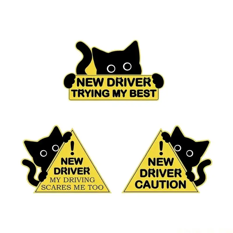 J0MA 3PCS Waterproof Reflective Car Stickers New Driver Car Magnet Decals for Beginners Attachment