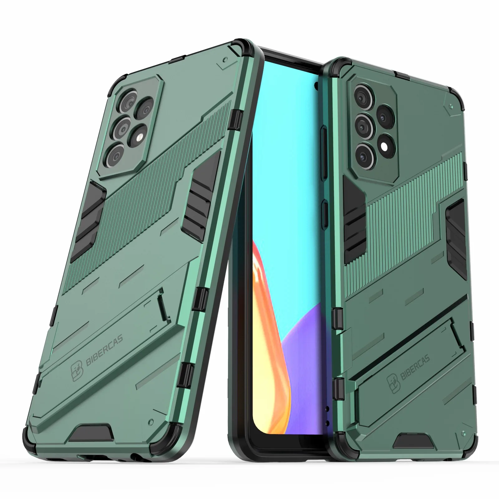 Pancerz odporny na wstrząsy wojskowy twardy PC + TPU Bumper Hybrid Protective Cover dla Samsung Galaxy A52 4G/5G / A52s 5G - zielony