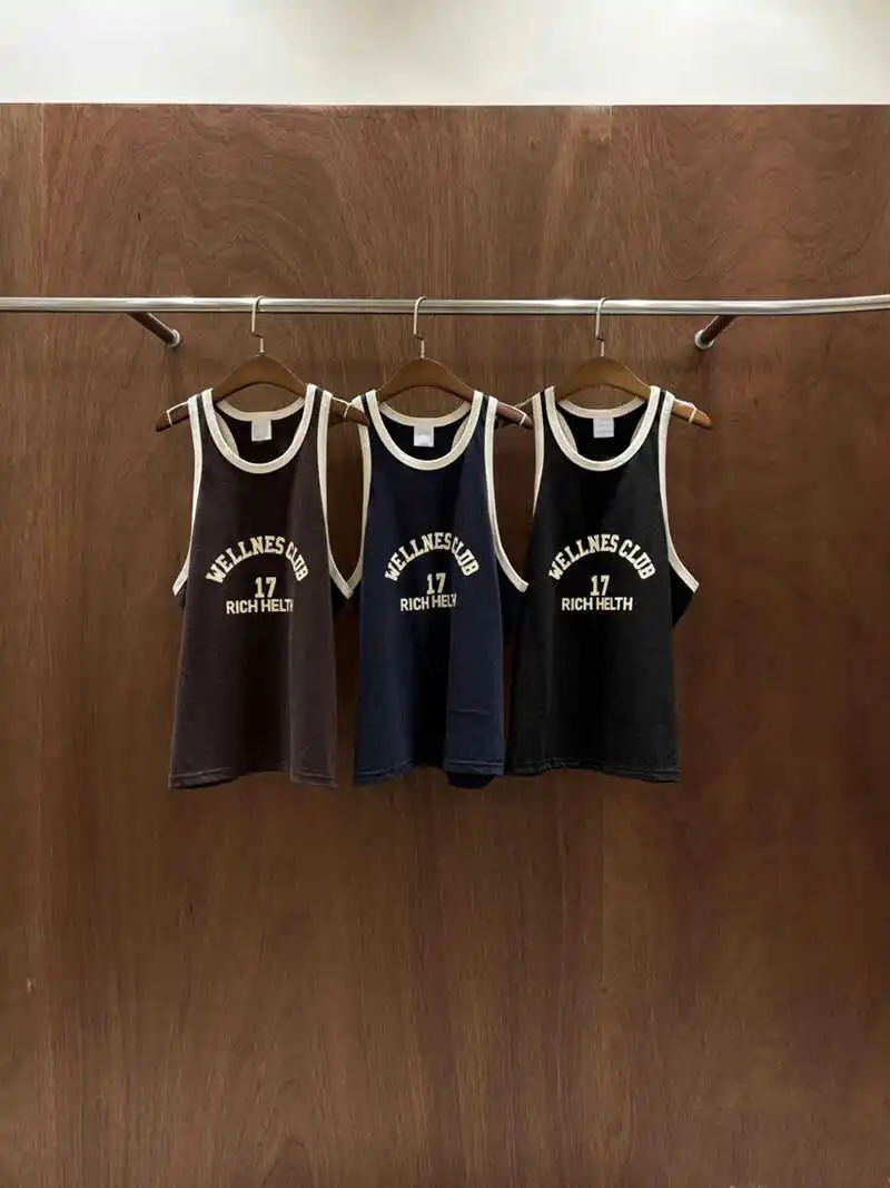 Dongda Gate Primavera Verano 2025, Nuevo Chaleco Versátil con Estampado de Letras en Bloques de Color, Top Holgado para Mujer, Estilo Informal, Delgado, para el Trabajo...