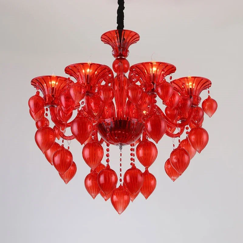 

Modern Creative Purple Lotus Leaf Bud Shaped Bedroom Chandelier Mediterranean Blue Positive Red Ktv Corridor Led Pendant Lamp