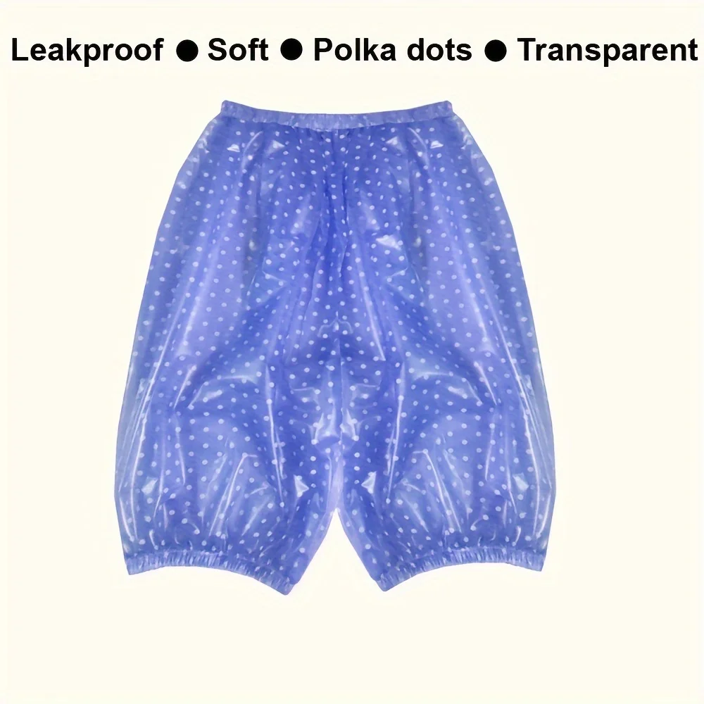 Plastic Diaper Leakproof Shorts PVC Adult Incontinence Pants Diaper Cover Soft Waterproof Transparent Blue Dot