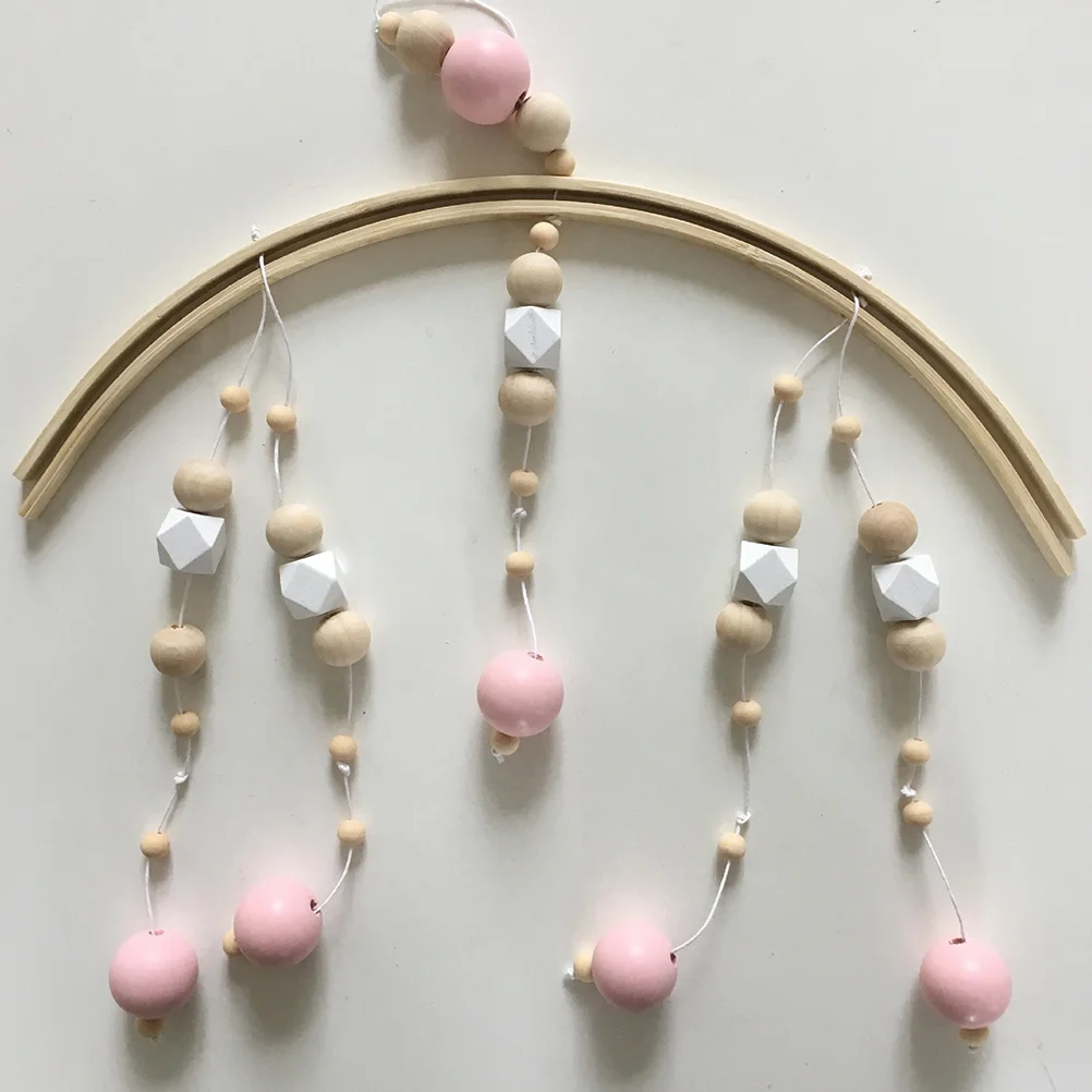 Scandinavische stijl houten kralen windgong handgemaakte dikke milieuvriendelijke babykamer decoratie fotografie rekwisieten bedbel hangend