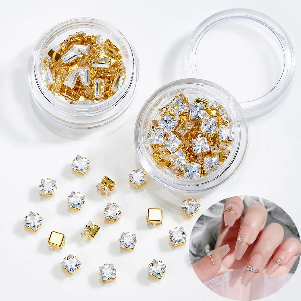 50Pcs Aurora Rhinestones Gold /Silver Sparkle Zircon Flatback Diamonds Nails Decoration Horse Eyes Water Drop Deisgn Nail Charms