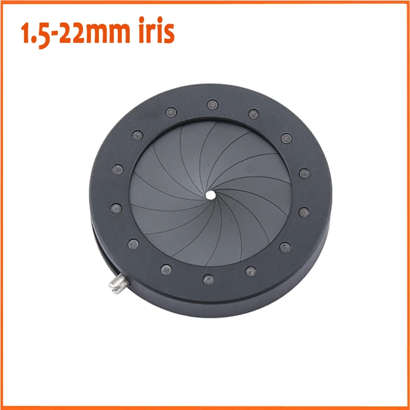 

1.5-22mm Light Adjuster Spotlight Iris Diaphragm Aperture Condenser 14pcs Blades for Digital Camera Microscope Adapter