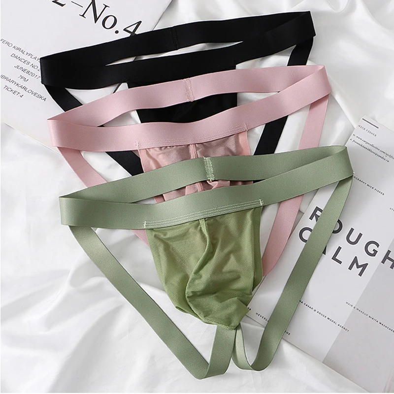 

Мужские стринги с U-образной сумкой и низкой талией, мужское нижнее белье, сексуальные стринги из ледяного шелка, дышащие бесшовные трусы