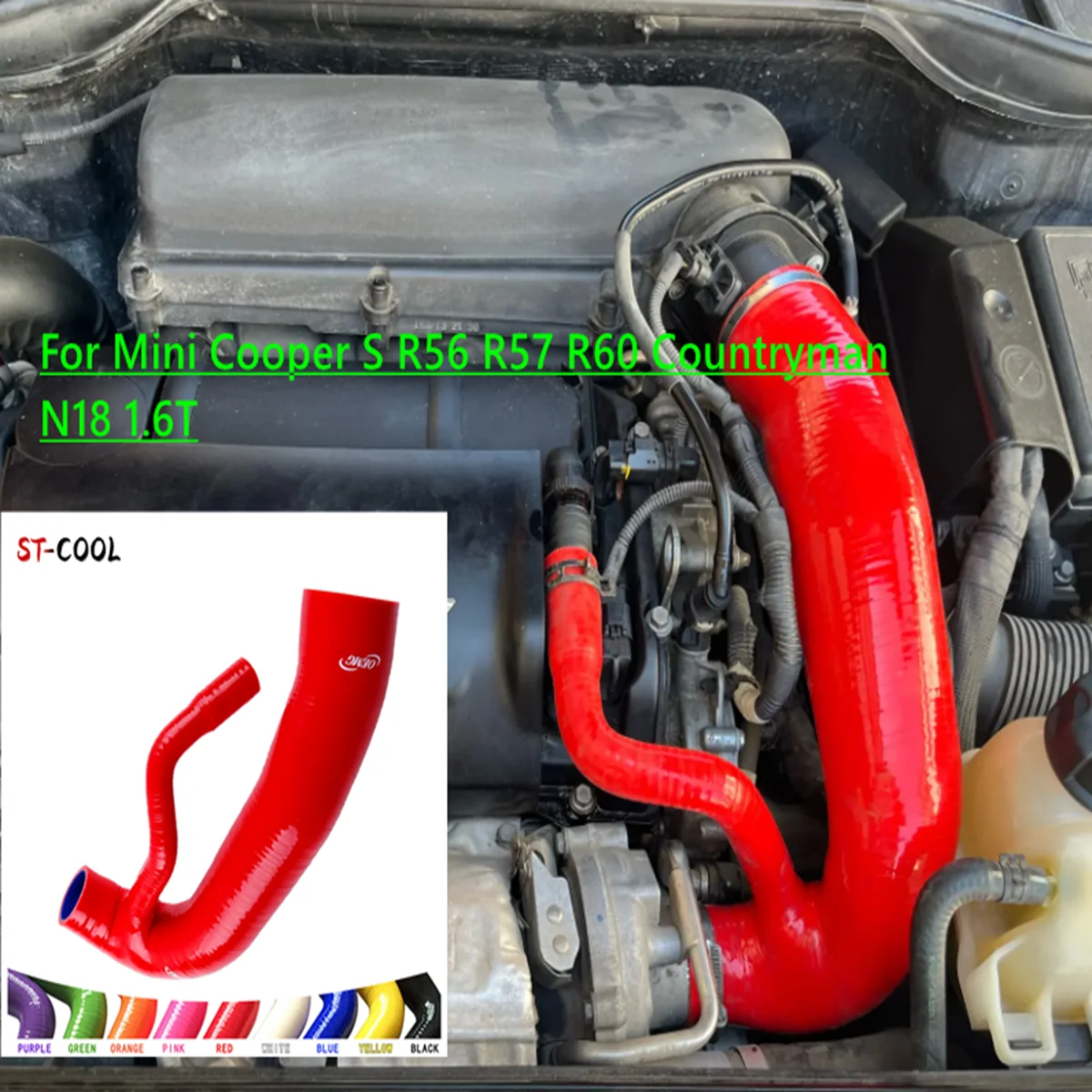 For Mini Cooper S R56 R57 R60 Countryman 1.6T N18 Petrol Engine Induction Intake Hose Turbo To Air Filter Silicone Tube 1Pc