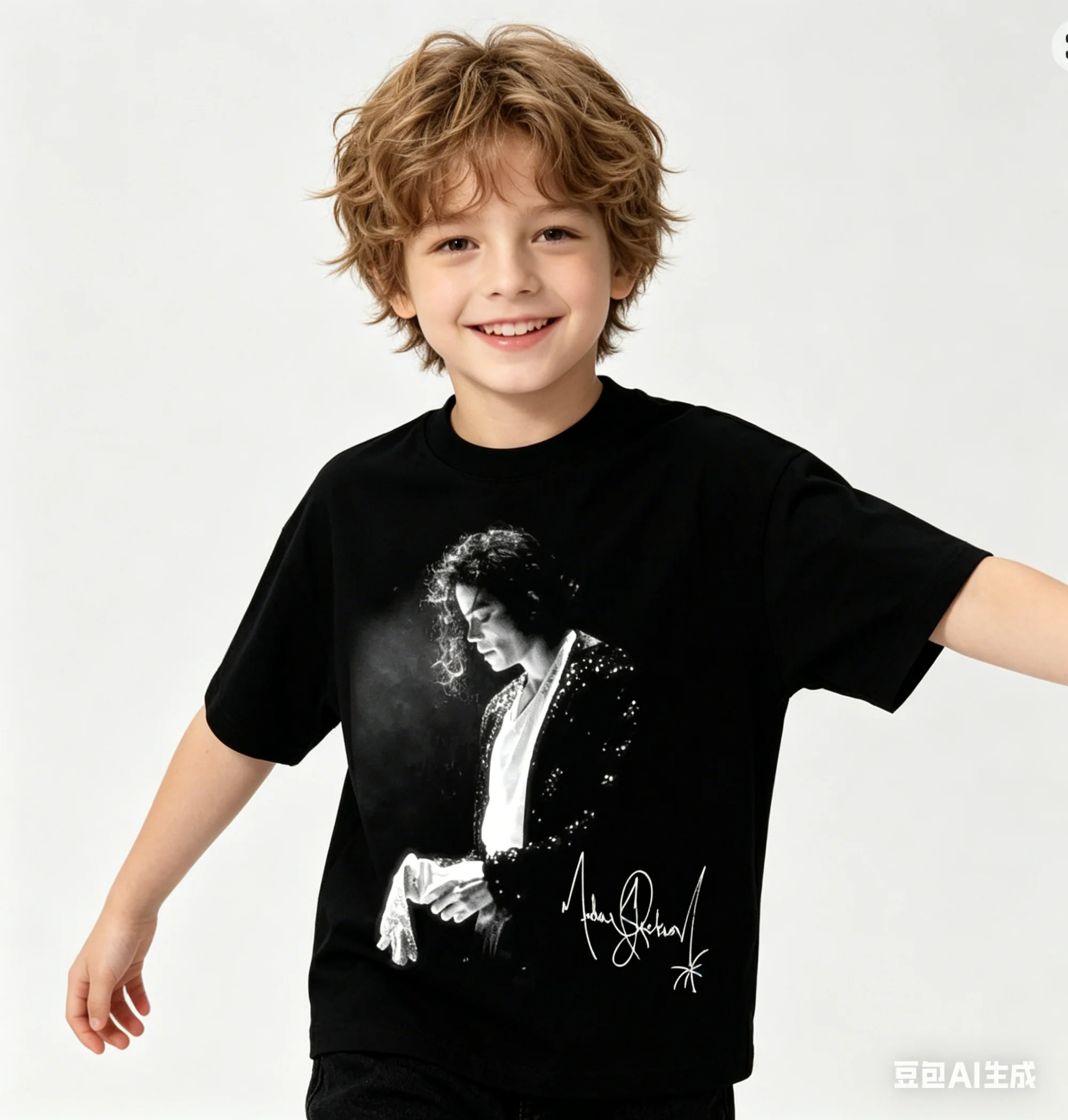 Michael Jackson Print Loose-Fitting Cotton T-Shirt Casual Street Style Top for Boys And Girls Summer New Arrival