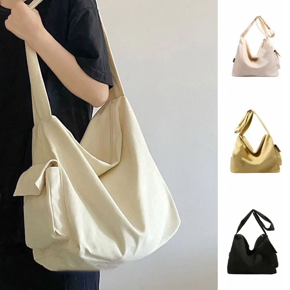 

Storage Bag Large Capacity Canvas Tote Bags Shopping Simple Casual Shoulder Bag Handbag Japanese Style Student Crossbody Bag Men