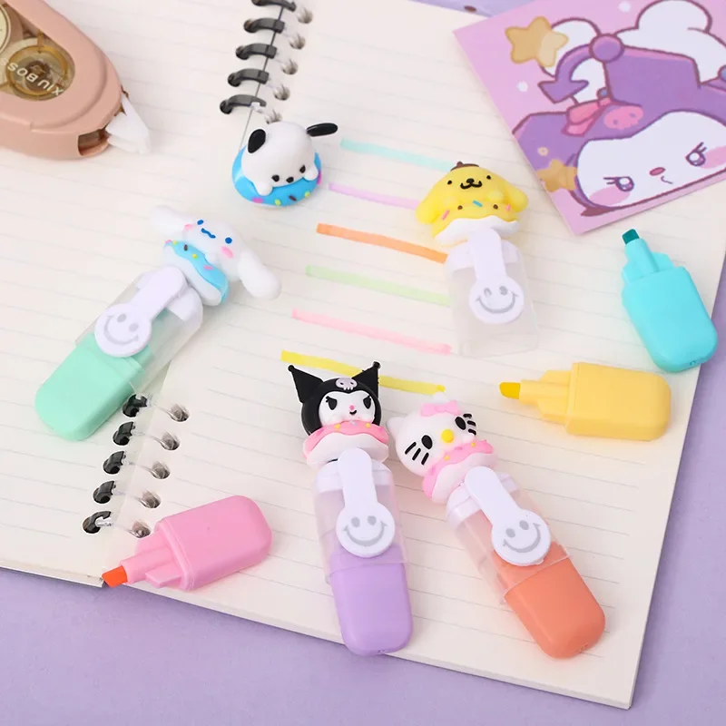 Imagem -05 - Sanrio Marcador 624 Peças Kuromi Melodia Borracha Macia Donut Mini Marcador de Cor Bonito Crianças Pintura Caneta Meninas Presente Canetas Novo