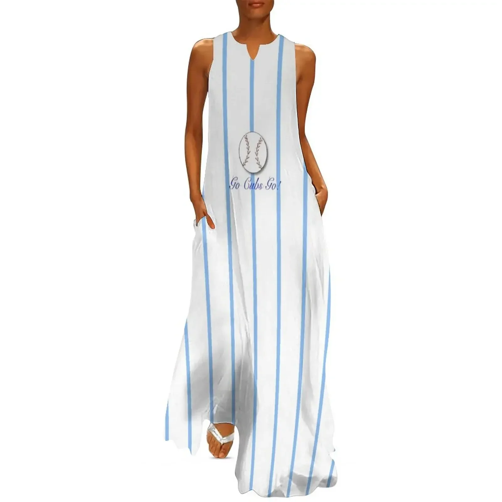 

Go Cubs Go Pinstripes Long Dress ceremony dresses dress for woman Women's summer long dress