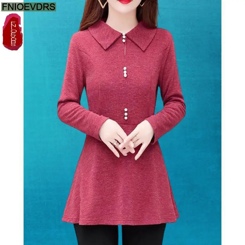 

L-5XL Loose Clothes 2024 Women Spring Basic Wear Shirts New Design Retro Vintage Button Peplum Belly Tops Blouses