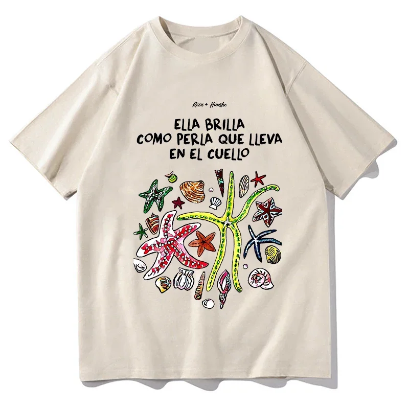 

RIZA Humbe ella brilla T-shirt Cartoon Harajuku Kawaii Tee-shirt Short Sleeve Cotton Tshirt Casual O-neck Clothing Streetwear