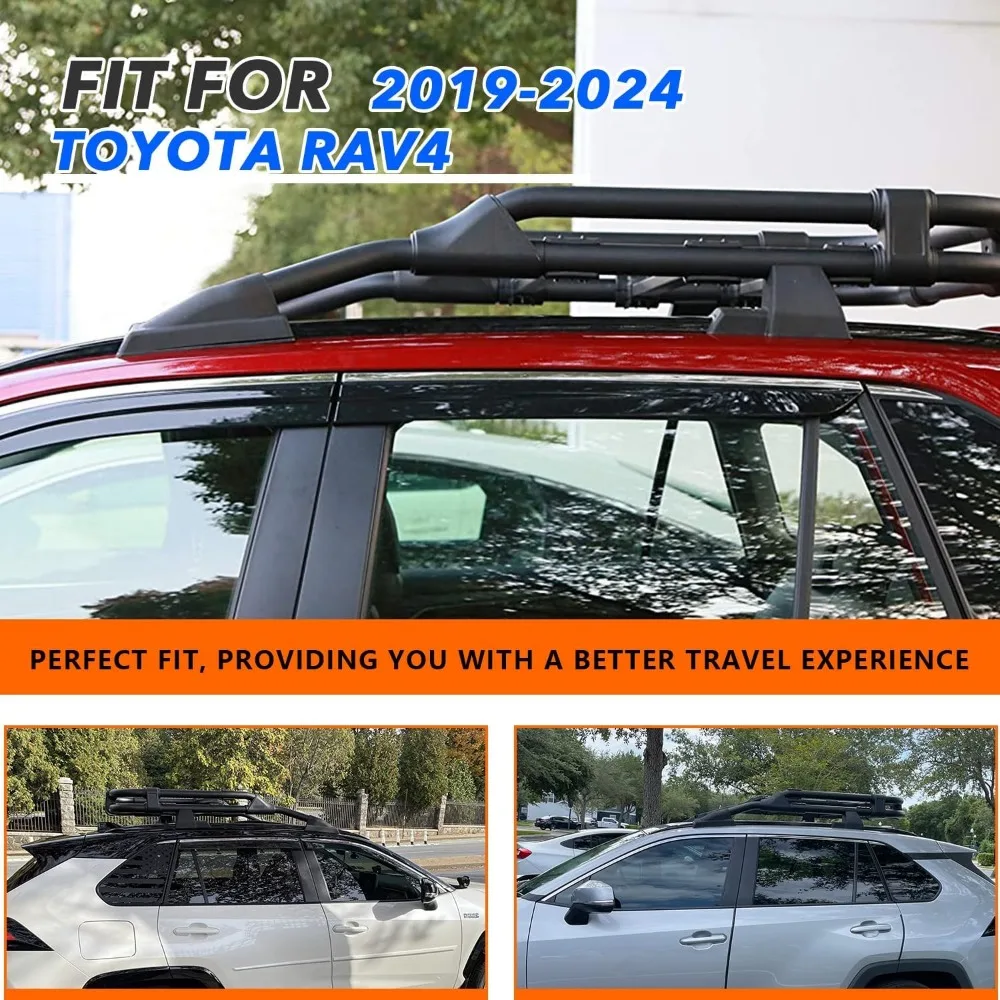 سلة حامل سقفي شديدة التحمل متوافقة مع Toyota RAV4 (2019-2025) |   سلة البضائع على السطح، قضبان إضافية لحمل الأمتعة