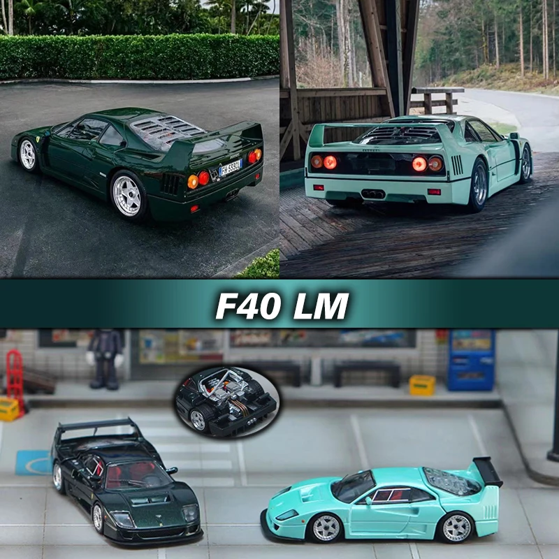 

SH In Stock 1:64 F40 LM Opened Hood Mint Britain Green Diecast Diorama Car Model Collection Miniature Toys Stance Hunters