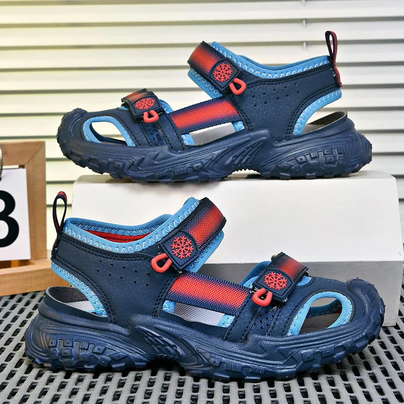 

Kids Closed Toe Sport Sandals Adjustable Straps Breathable Upper Non Slip Thick Sole Summer Shoes for Boys Outdoor Beach Sneaker