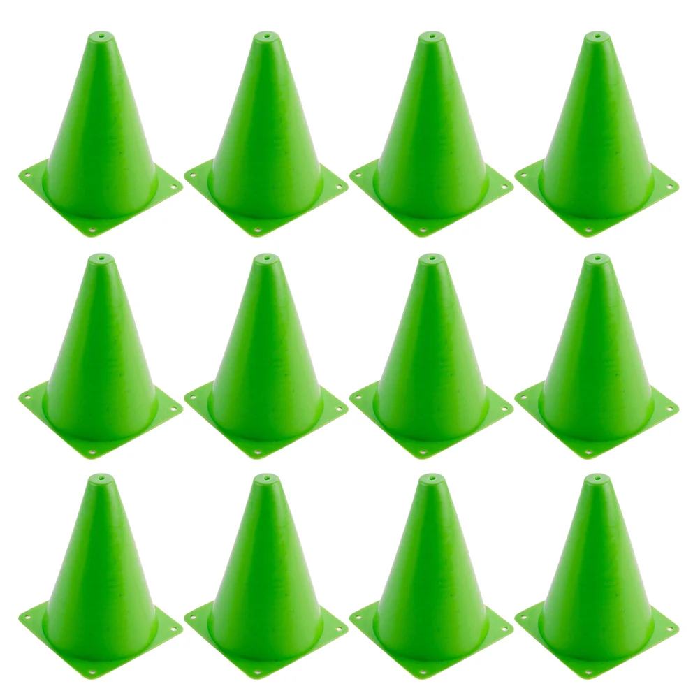 12 Pcs Football Training Roadblock Cone Shaped Plastic Soccer Training Auxiliary Tools Sports Gear (Green)