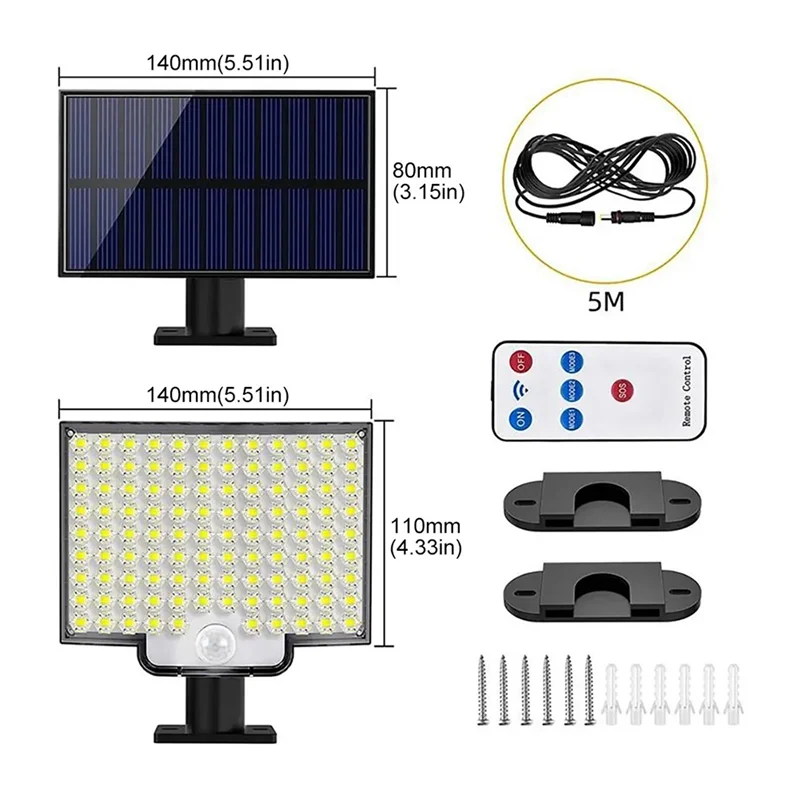 AF90-106 LED 3 Modes Solar Light Street Wall Lamp Sunlight PIR Motion Sensor Waterproof For Fence Street Garden Decor