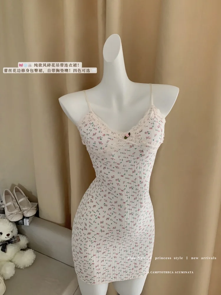 

Pure Sexy Style Lace Splicing Dress Women's V-neck Chest Pad Slimming Floral Wrap Hip Short Dress Fashion Female Clothes