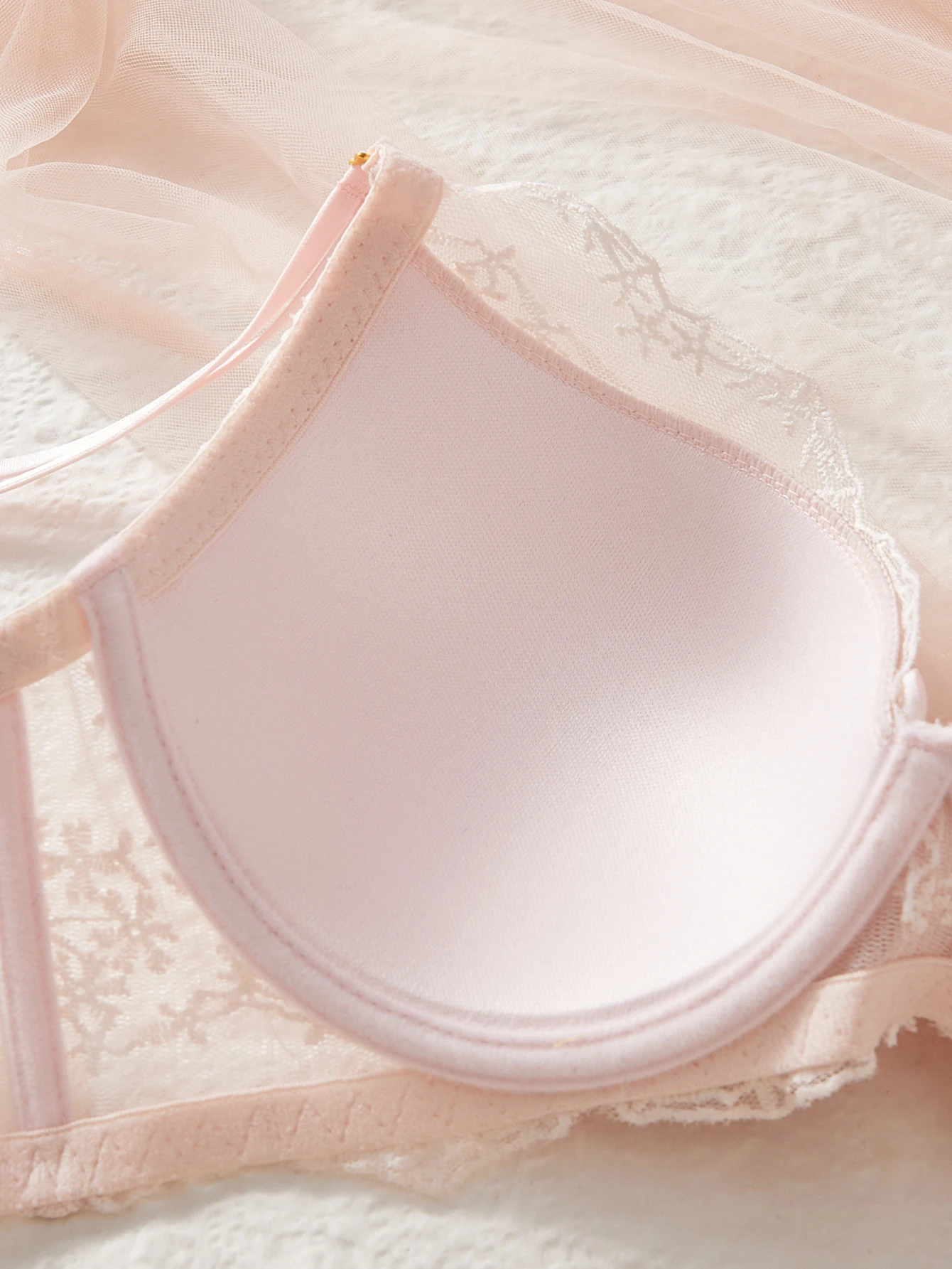 3PCS Women Floral Lace Bra Set Mesh Spliced Embroidery Push Up Bra Double Straps Underwire Support Daily Sexy Lingerie