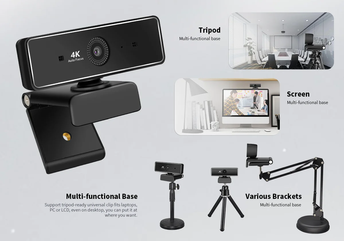 กล้องเว็บแคมพีซี 4k รุ่นใหม่ โฟกัสอัตโนมัติ พร้อมซูมดิจิตอล 10 เท่า สำหรับการศึกษาออนไลน์และการสนทนาทางวิดีโอ