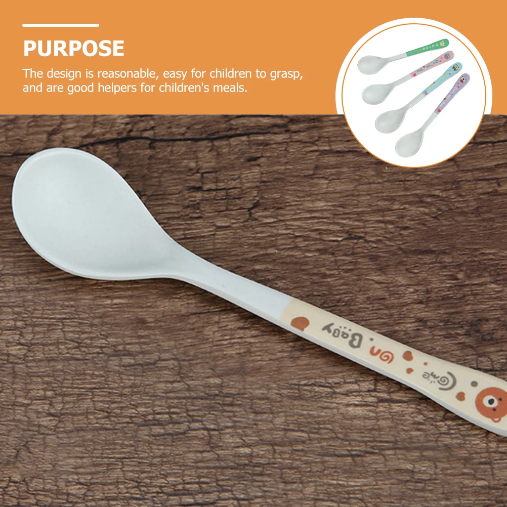 

4pcs Baby Feeding Spoons Weaning Utensils Self Feeding Training Spoon Toddler Eating Spoon Kids Food Scoop Durable Silicone